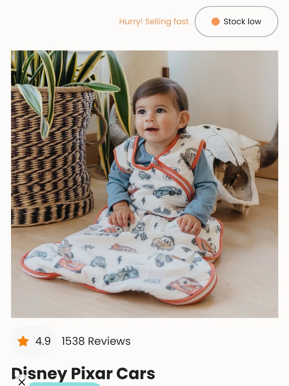 Disney Pixar Cars Sleep Sack 18-24M